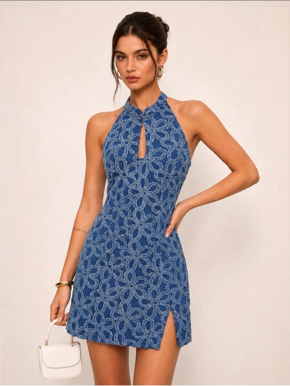 Commense 3D Floral Denim Dress